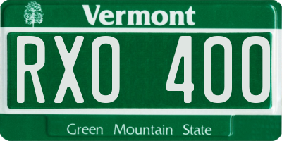 VT license plate RXO400