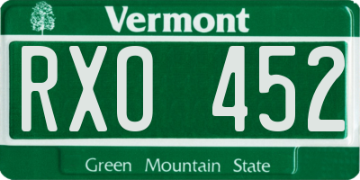 VT license plate RXO452