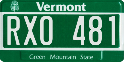 VT license plate RXO481