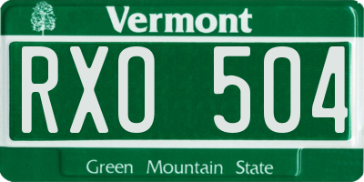 VT license plate RXO504