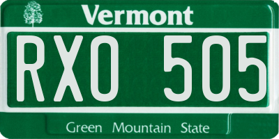 VT license plate RXO505