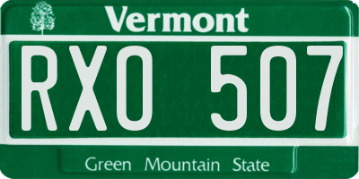VT license plate RXO507