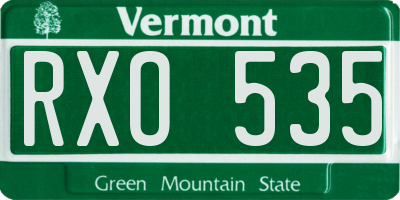 VT license plate RXO535