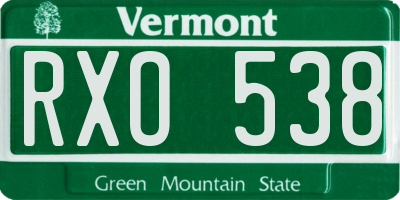 VT license plate RXO538