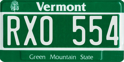 VT license plate RXO554