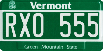 VT license plate RXO555