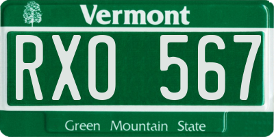 VT license plate RXO567