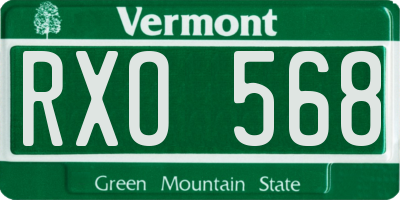 VT license plate RXO568