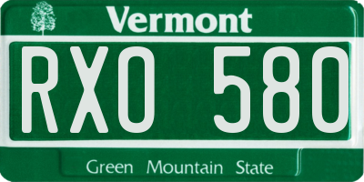 VT license plate RXO580