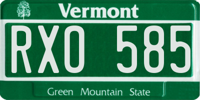 VT license plate RXO585
