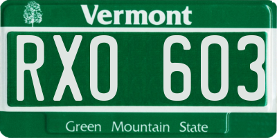 VT license plate RXO603