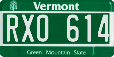 VT license plate RXO614