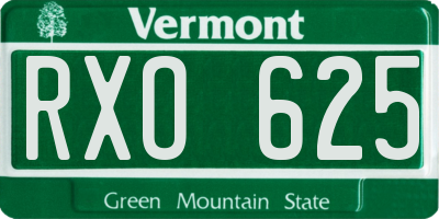 VT license plate RXO625