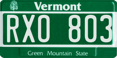 VT license plate RXO803
