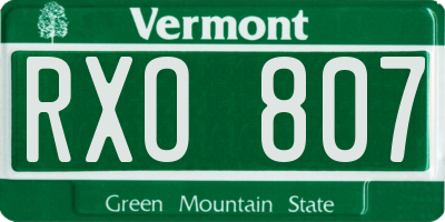 VT license plate RXO807