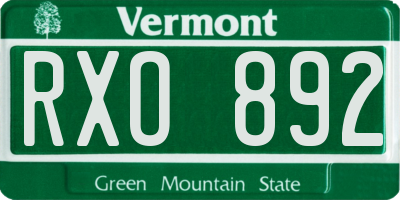 VT license plate RXO892