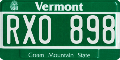 VT license plate RXO898