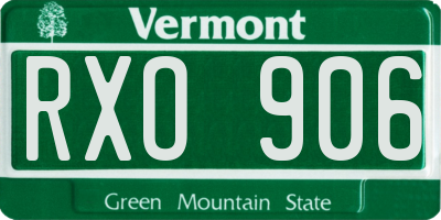 VT license plate RXO906