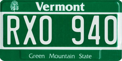 VT license plate RXO940