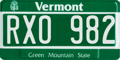 VT license plate RXO982