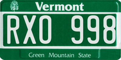VT license plate RXO998