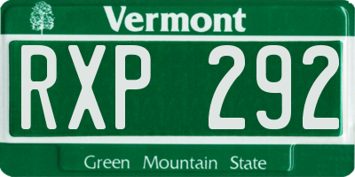 VT license plate RXP292