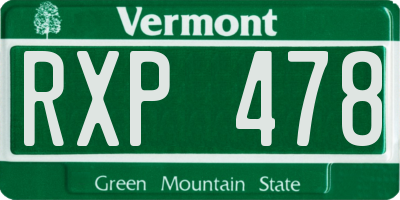 VT license plate RXP478