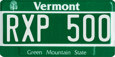 VT license plate RXP500