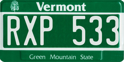 VT license plate RXP533
