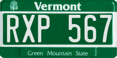 VT license plate RXP567