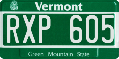 VT license plate RXP605