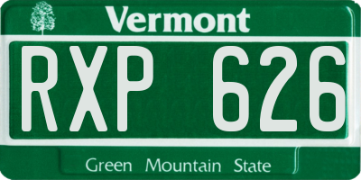 VT license plate RXP626