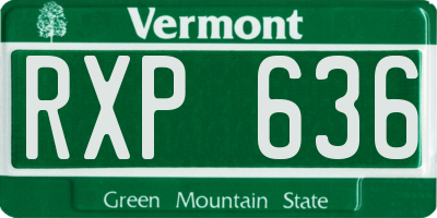 VT license plate RXP636