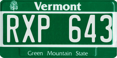 VT license plate RXP643