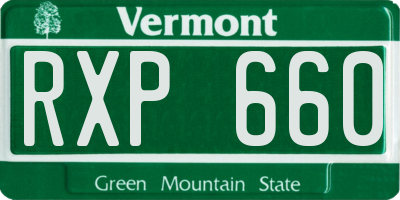 VT license plate RXP660