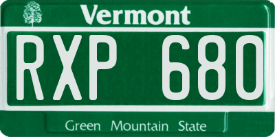 VT license plate RXP680