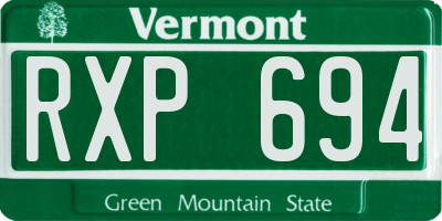 VT license plate RXP694