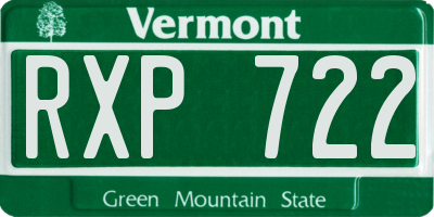 VT license plate RXP722