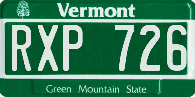 VT license plate RXP726