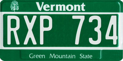 VT license plate RXP734