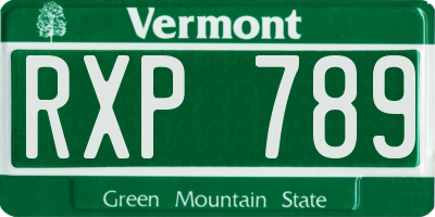 VT license plate RXP789