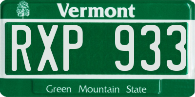VT license plate RXP933