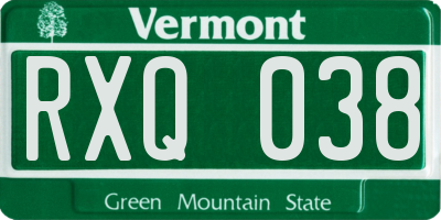 VT license plate RXQ038