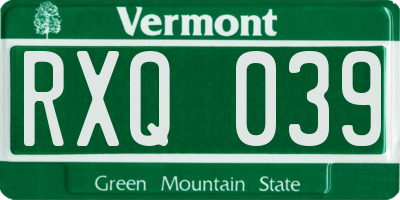 VT license plate RXQ039