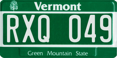 VT license plate RXQ049