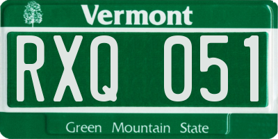 VT license plate RXQ051