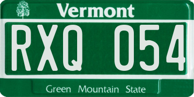 VT license plate RXQ054
