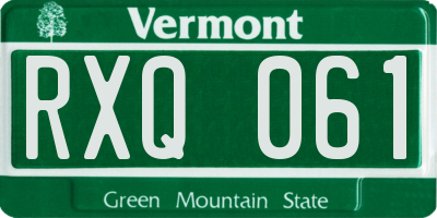 VT license plate RXQ061