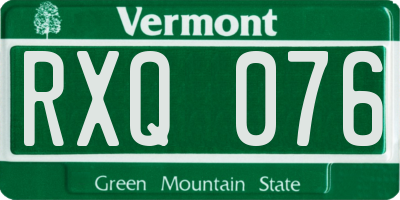 VT license plate RXQ076