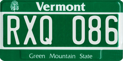VT license plate RXQ086